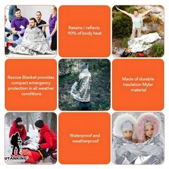 4pcs Emergency Thermal Rain Coat Blanket Outdoor Camping Hiking Survival Gear