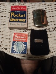 Peacock Pocket Warmer Reusable Silver Hand Warmer w/ Box Instructions Pouch