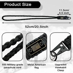 2 Pack Heavy Duty Braided Paracord Lanyard for ID Badges with USA Flag