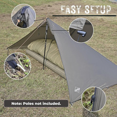 Lightweight Poncho Shelter, Solitary Shelter Cape Silnylon Emergency Survival Sh