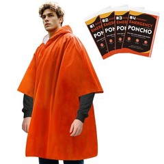 Emergency Ponchos 4 Pack Mylar Thermal Waterproof