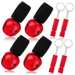 Gemscream 4 Sets Bear Bells with Whistle for Hiker, Loud Bear Bell with Red