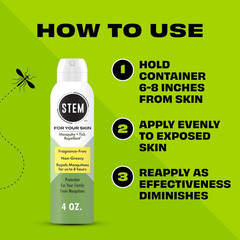 STEM Mosquito and Tick Repellent Bug Spray, Fragrance-Free Picaridin , 4 oz
