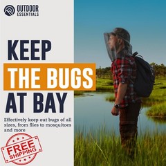 OutdoorEssentials Gray 1 Piece Mosquito Head Net Bug Face Cover