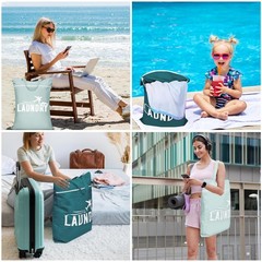 2 Pcs Large Travel Laundry Bag Washable 18.1 x 22.8 inches, Blue+Grey