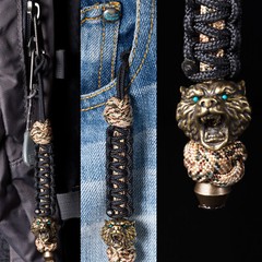 Knife Paracord Lanyard with Brass Bear Head Beads,Tactical Lanyard for Knife