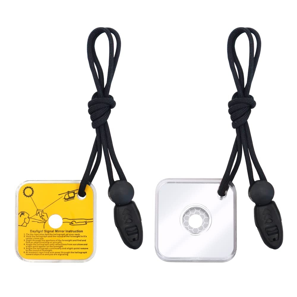 2 Pack Signal Mirror, Survival Mirror with Whistle, Emergency Reflective …