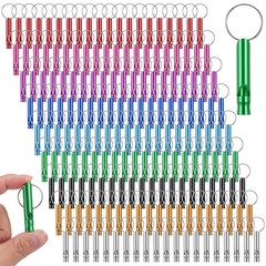 100 Pieces Whistle with Keychain Aluminum Survival Whistle Key Chain for Camp…
