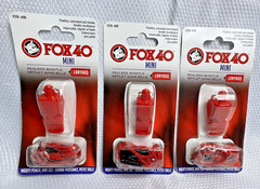 Lot of 3 – Fox 40 Mini Whistle & Lanyard Sets – 109 dB – Red Lifeguard Safety