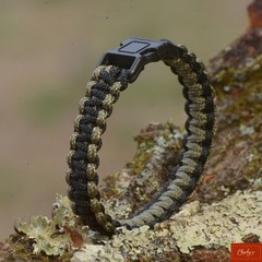 Men’s Survival Paracord Bracelet Black Khaki 6.5″-6.75″ Wrist Handmade USA(200)