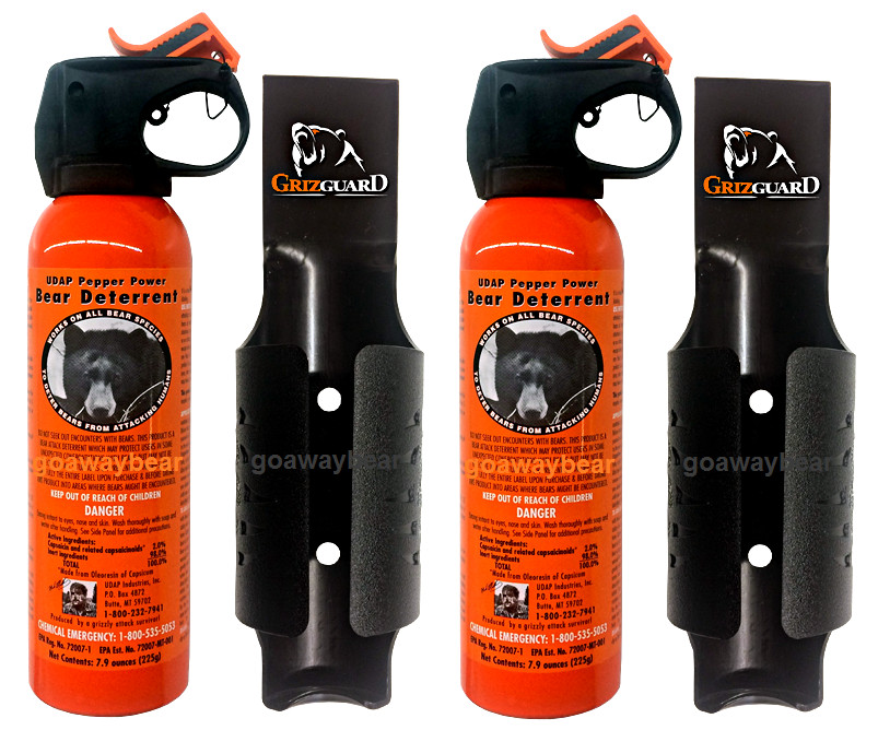 Lot of 2 – UDAP Pepper Power Bear Spray Repellant w/ Griz Guard Holster