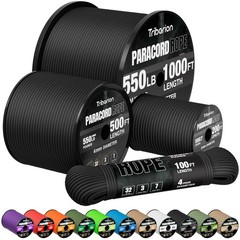 Paracord Rope 550 lb – 100ft 5/32″ Parachute Cord 4MM 7-Strand 100ft, Black