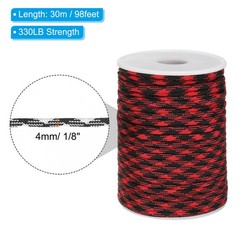 Paracord Rope 330lb,7 Strands Lanyard Spool Cord,Red and Black Checkered