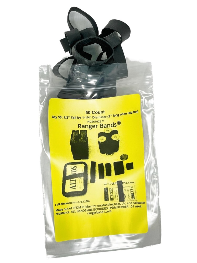 Ranger Bands® 50 Count Heavy Duty EPDM Rubber Tactical Bands Survival Gear USA