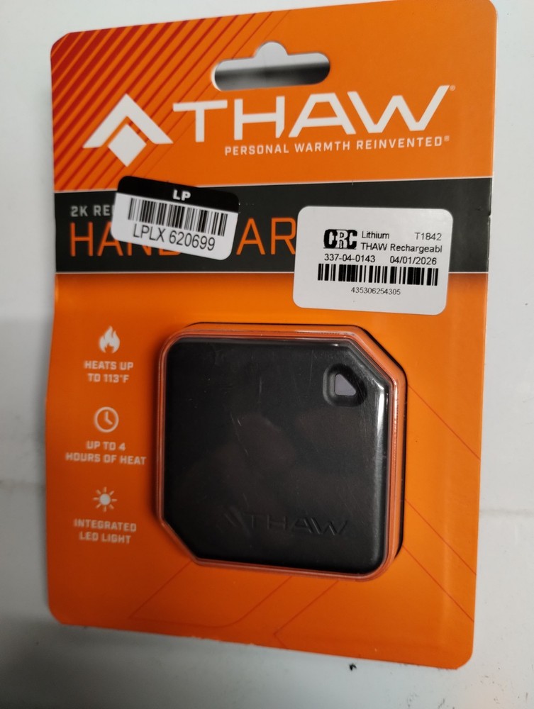 THAW Rechargeable Double-Sided Electric Hand Warmer w/ LED 104-113F 4hr Black
