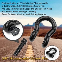 1/2″ D Ring Shackle,Bow Shackle with Screw Pin Clevis, 2 ton Working Load