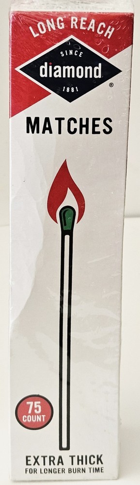 Diamond Extra Long Reach Matches Large Strike On Box Firestarter 75 Count Sealed