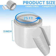 Waterproof Repair Tape for Awning, RV Roof, Tent, Boat 3 inch x 25FT, White