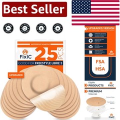 Tan Libre 3 Adhesive Sensor Covers – 3 Inch, 25 Pack, Hypoallergenic Comfort