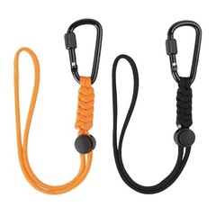 2pcs Paracord Keychain Lanyard with Aluminum Alloy Clip, Small Black+orange