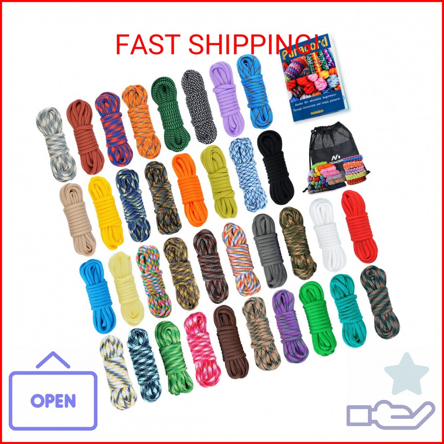 MONOBIN 36 Colors 10ft Paracord 550 Combo kit, Paracord Bracelets Making kit – M