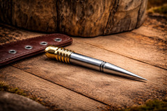 Vintage Spike Dagger Letter Opener Brass Handle Steel Blade Antique Finish Desk