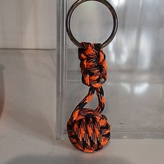 Orange/Black Nylon 4″ Paracord «Monkey Fist» Keychain Lanyard Key Ring (B3)