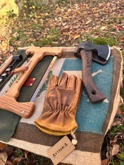 Handmade Bushcraft & Camping Equipment Set, Handforged Axe, Bushcraft Auger