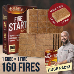 Fire Starter Cubes, 160 Pcs – Bulk Pack – Firestarter Squares for Fireplace, Fir