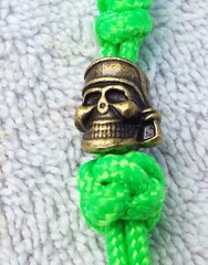 Knife lanyard 425 Neon Green Pirate Bead 6-7″ paracord Knot HANDMADE IN THE USA