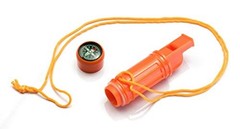 5-in-1 Orange Survival Whistle with Compass, Signaling Mirror, 1 Piece