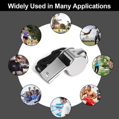 100 Pcs Stainless Steel Whistle Bulk with Lanyard, Loud, Clear Sound Metal Re…