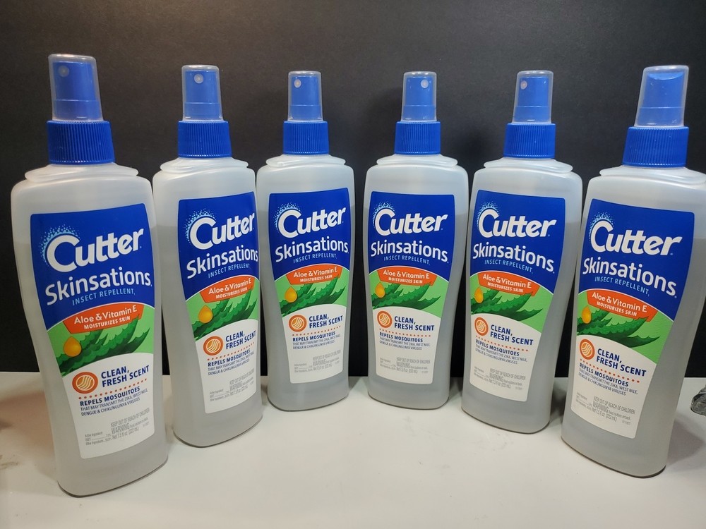 6x Cutter Skinsations Mosquito Insect Repellent Spray Aloe Vitamin E 7.5 oz (F1)