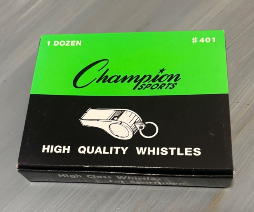 12 EA~CHAMPION SPORT METAL WHISTLE-SILVER COLOR HEAVY DUTY-add them