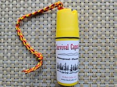 SURVIVAL KIT Capsule Water Resistant – Whistle, Ferro rod, windproof matches