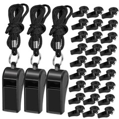 Pcs Coach Whistle with Lanyard Lifeguard Whistles Bulk Plastic Sports 48 Black