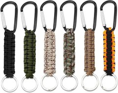 6 Pack Paracord Keychain Braided Lanyard with Carabiner Clips for Keys Backpack