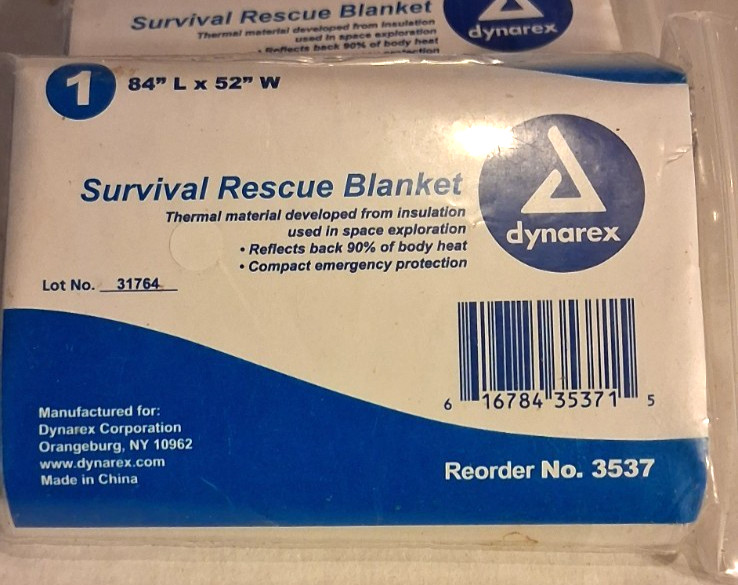 Dynarex Emergency Survival Rescue Blankets 3537, 84″ x 52″ – Lot of 4