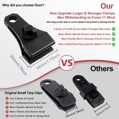Upgrade 2.23 x 1.17 x 0.16 inches, Large 24 Tarp Clips With Carabiner-black