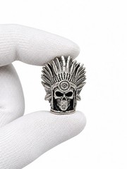 Skull Headdress Lanyard Bead Retro Silver EDC Paracord Knife Charm Pendant