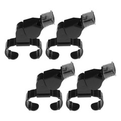 4Pcs ABS Loud Dual Tone Whistles for Coaches Referees with Finger Ring Black