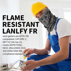 LANLFY 2pcs Flame Resistant Face Mask for One Size, Paisley 1pc & Black