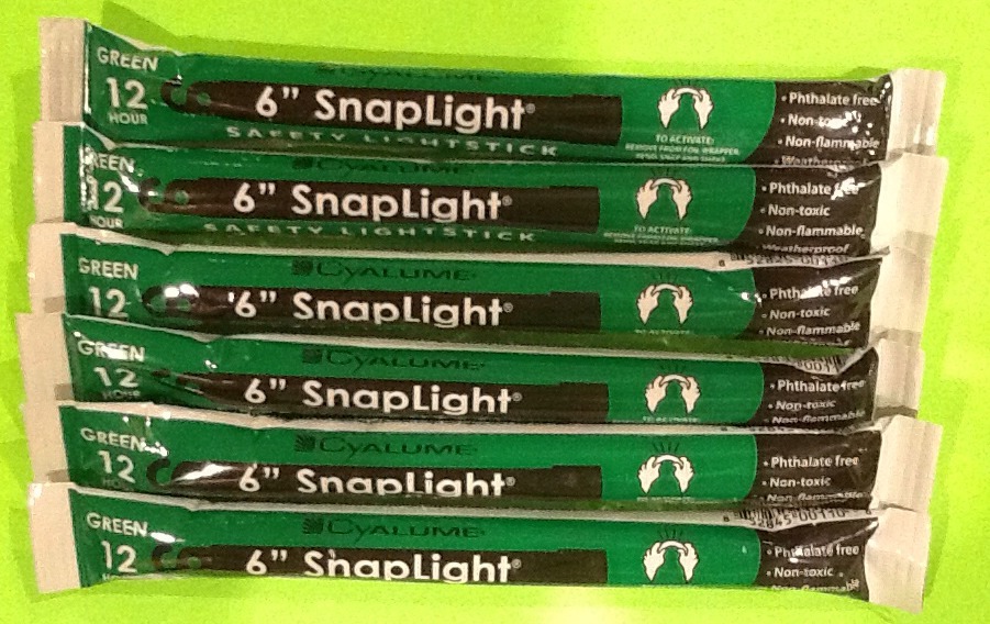 Lot of 6 Green 12 Hour Cyalume Lightsticks Emergency Survival Prepper EXP 10/26