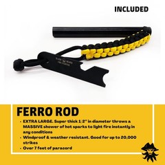 Black Beard Captain’s Loot Fire Starter Kit With Ferro Rod & Fire Starter Rope |