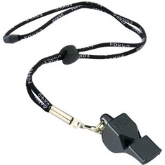 Fox 40 Classic Official Whistle with Break Away Lanyard (Black)