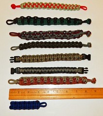 Lot of 7 8″ Paracord Bracelets in Assorted Colors & Key Fob Lot 5of6