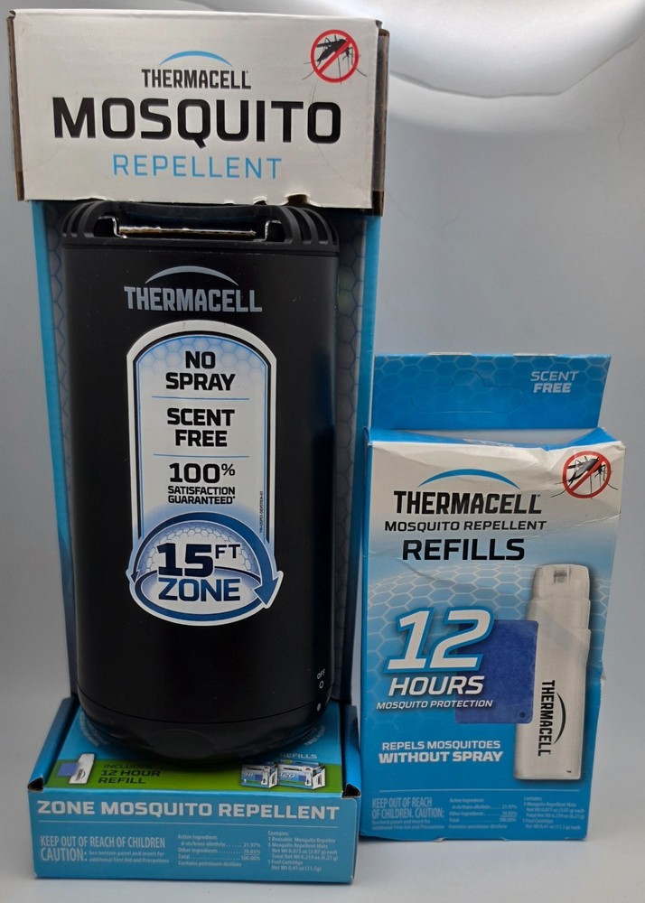 THERMACELL Patio Shield Mosquito Protection-Black & 12 Hour Refill-Brand New!