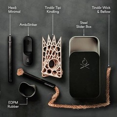 Survival Fire Starter Kit Ferro Rod Striker Tinder Wick Bellow Waterproof