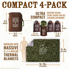 – Freakin’ Huge Emergency Blankets [4-Pack] Extra Large Thermal Mylar Space Blan
