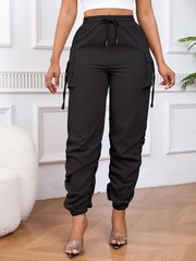 Gudasuo Cargo Pants Women Joggers Quick Dry Hiking with Small, Black